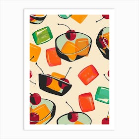 Fruit Jelly Cherry Retro Explosion Art Print