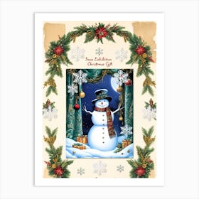 William Morris Snowman Christmas Card Art Print