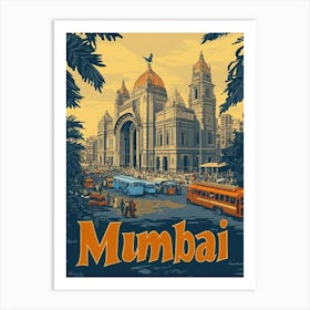 Aihrgdesign A Retro Travel Poster For Mumbai Art Print