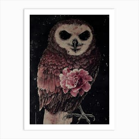 Owl With Flowers Art Print