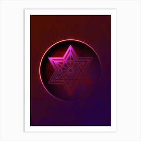 Geometric Neon Glyph on Jewel Tone Triangle Pattern 187 Art Print