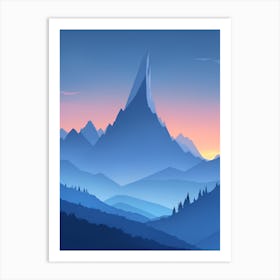 Misty Mountains Vertical Composition In Blue Tone 171 Art Print