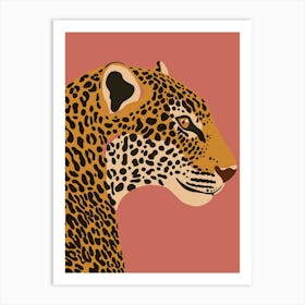 Jungle Safari Leopard on Rose Art Print