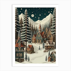 Winter Village Art Print