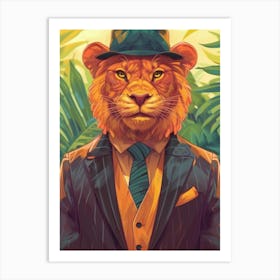 Lion In A Suit Art Print