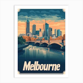 Aihrgdesign A Retro Travel Poster For Melbourne Featuring The Cac98e4a 56f6 42b0 B50c 64c267869954 1 Art Print