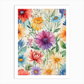 Watercolor Flowers 8 Art Print