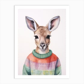 Baby Animal Watercolour Kangaroo Art Print