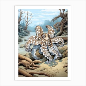 Mimic Octopus Illustration 14 Art Print
