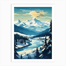 Poster Of Whistler Blackcomb   British Columbia, Canada, Ski Resort Illustration 1 Art Print