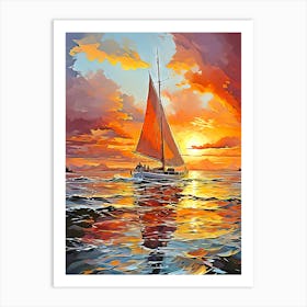 Sunset Sailboat Art Print