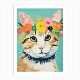 Manx Cat With A Flower Crown Painting Matisse Style 3 Art Print