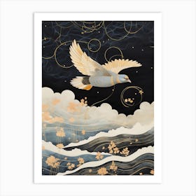 Pigeon 3 Gold Detail Painting Art Print