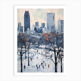 Winter City Park Painting Millennium Park Chicago 3 Art Print