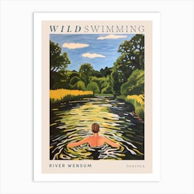 Wild Swimming At River Wensum Norfolk 1 Poster Art Print