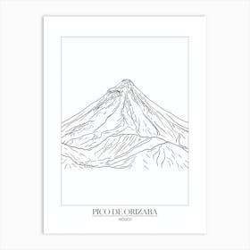 Pico De Orizaba Mexico Line Drawing 5 Poster Art Print
