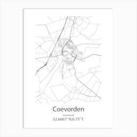 Coevorden,Netherlands Minimalist Map Art Print