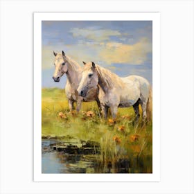 Horses Painting In County Kerry, Ireland 2 Art Print