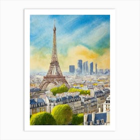 Stylized Skyline Of Paris With The Eiffel Tower Art Print