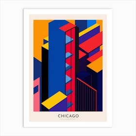 Willis Tower Skydeck Chicago Colourful Travel Poster Art Print