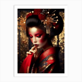 Japan Traditional Geisha Illustration By Ad 91 Art Print