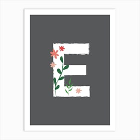 Bedroom Decor White Floral Letters 05 Art Print