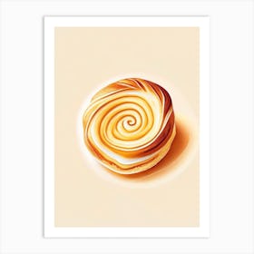 Danish Pastry Dessert Retro Minimal 2 Flower Art Print
