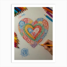 Heart With Stamps Art Print