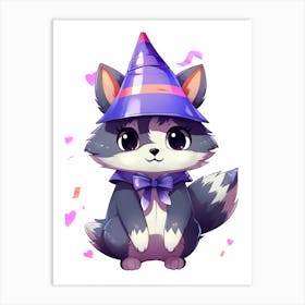 Cute Kawaii Cartoon Raccoon 13 Art Print