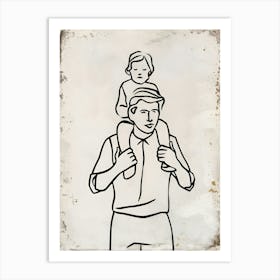 Father Carries His Child Art Print