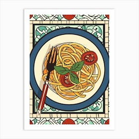 Spaghetti On A Tiled Background 1 Art Print