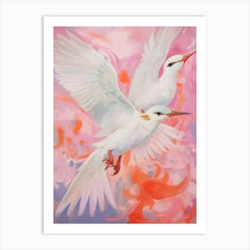 Pink Ethereal Bird Painting Common Tern 1 Art Print