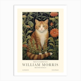 William Morris London Exhibition Poster Ginger Tabby Cat Art Print