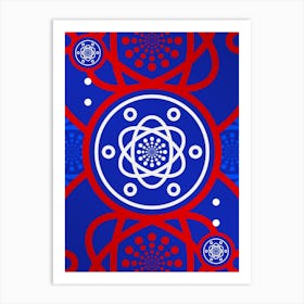 Geometric Abstract Glyph in White on Red and Blue Array n.0041 Art Print