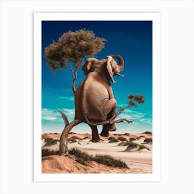 Elephant In Tree Art Print