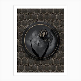 Shadowy Vintage Didier's Tulip Botanical on Black with Gold n.0100 Art Print