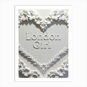 London girl wall art in a floral heart design Art Print