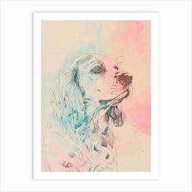 Pastel Clumber Spaniel Dog Pastel Line Illustration  4 Art Print