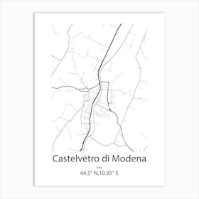 Castelvetro Di Modena,Italy Minimalist Map Art Print