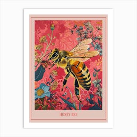 Floral Animal Painting Honey Bee 4 Poster Art Print