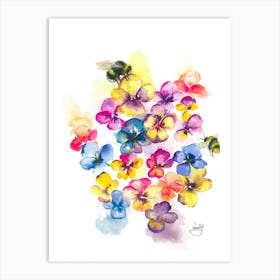 Bees And Flowers Art Print