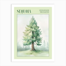 Sequoia Tree Atmospheric Watercolour Painting 7 Poster Art Print