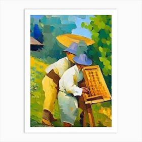 Beekeeper And Beehive Painting Art Print