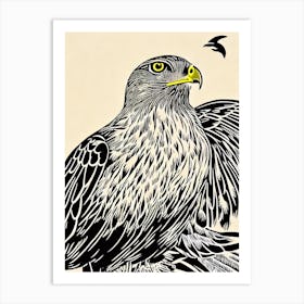 Hawk Linocut Bird Art Print