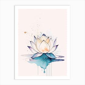 Lotus Flower, Buddhist Symbol Minimal Watercolour 1 Art Print