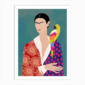 Frida's Parrot Art Print