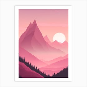 Misty Mountains Vertical Background In Pink Tone 36 Art Print