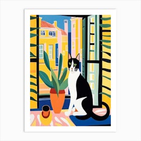 Cat On A Window Sill Matisse Style Art Print