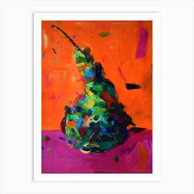 Pear On A Pink Table Art Print