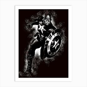 Captain America Pencil Sketch Art Print